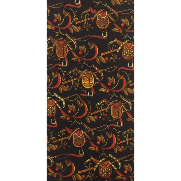SALVATORE FERRAGAMO Black Riding Accessoire Print Silk Italy Tie 56"/3".3/4 EX. - Picture 5 of 5